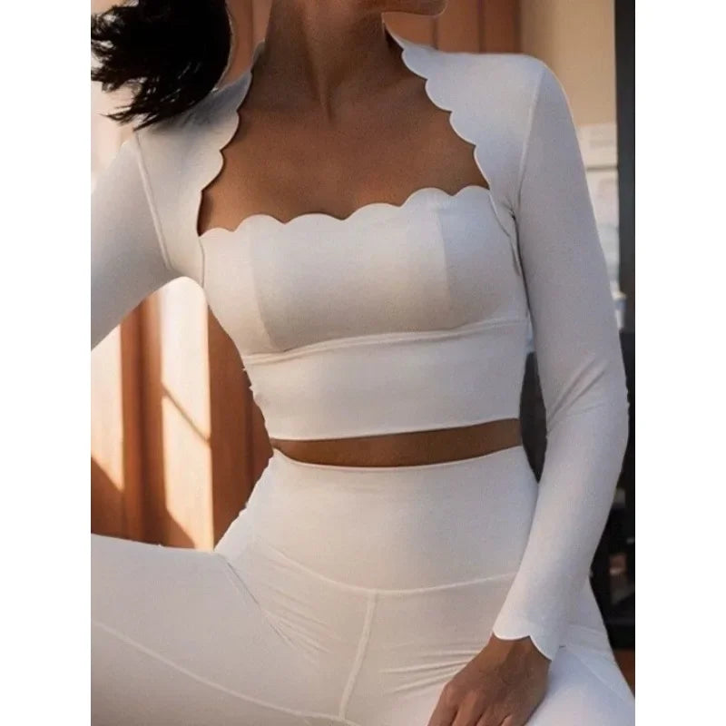 Ajuste ajustado con cuello cuadrado para mujer, alta elasticidad, deportes adelgazantes, manga larga, carrera profesional, secado rápido, fitness