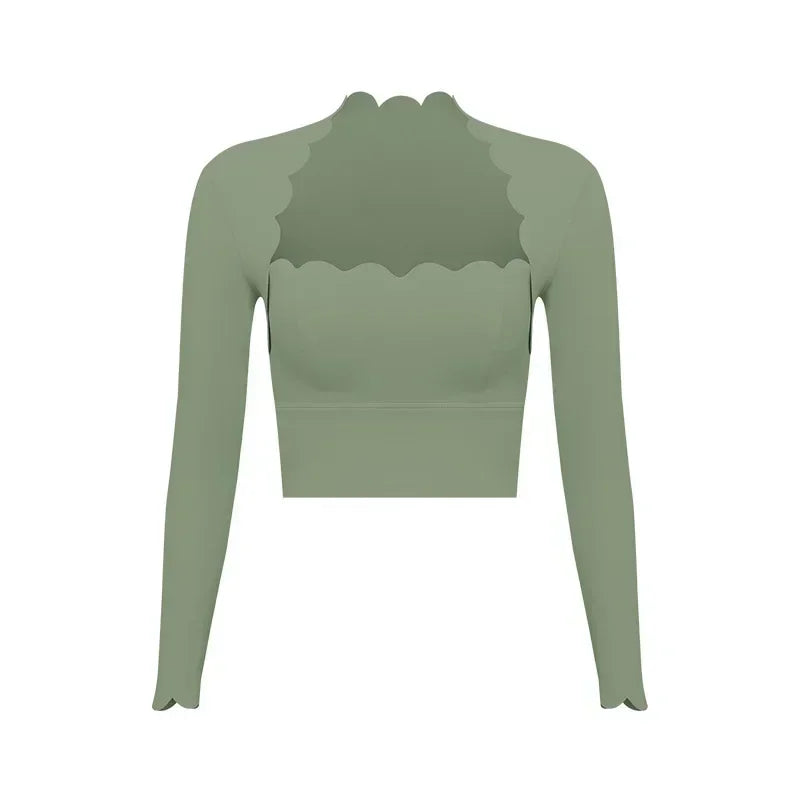 Ajuste ajustado con cuello cuadrado para mujer, alta elasticidad, deportes adelgazantes, manga larga, carrera profesional, secado rápido, fitness